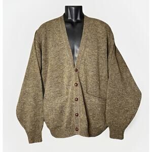 VTG Pendleton Mens XL Shetland Virgin Wool Brown Heather Tweed Cardigan Sweater